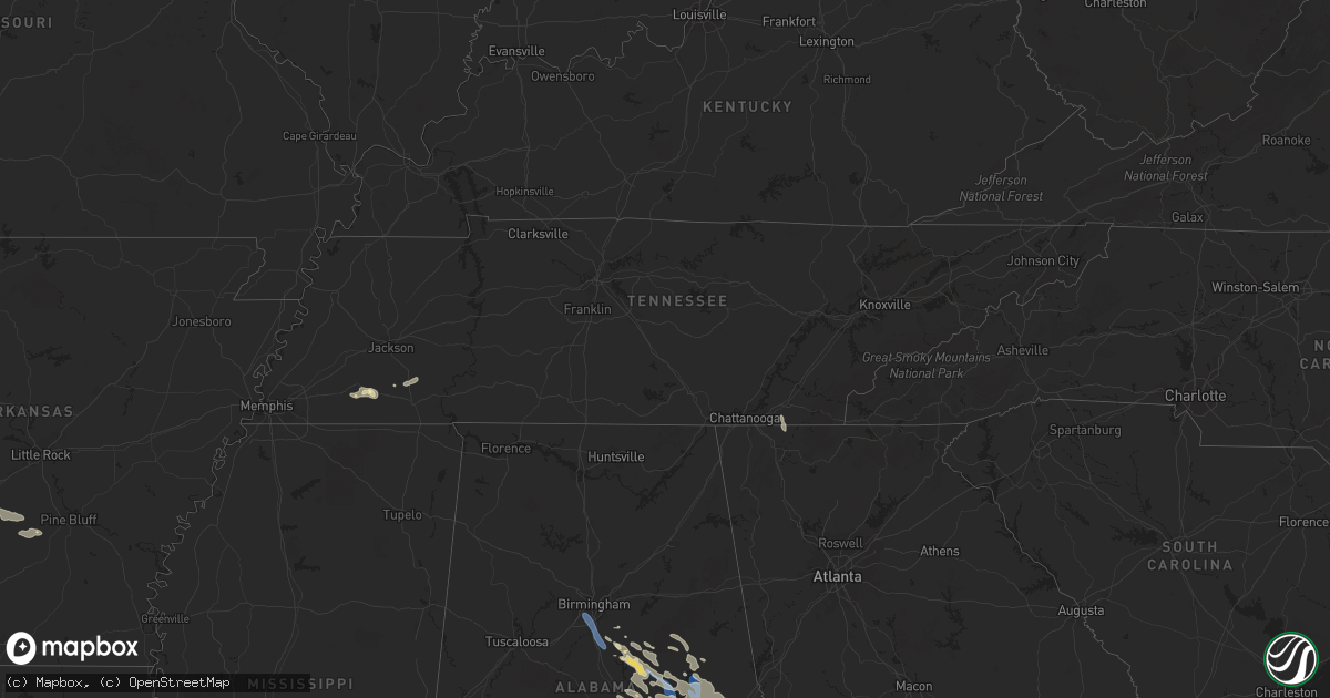Hail map in Tennessee on August 11, 2023