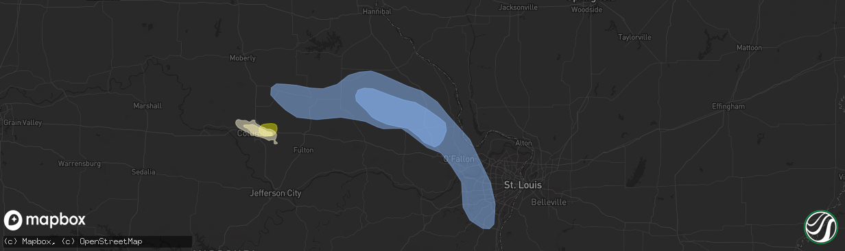 Hail map in Troy, MO on August 11, 2023