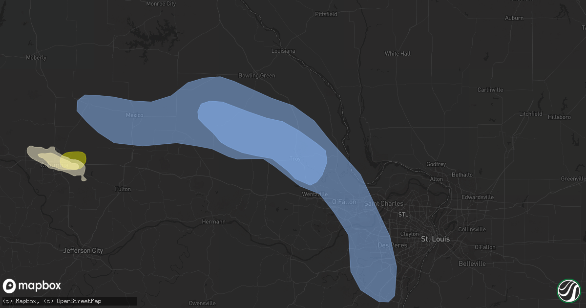 Hail map in Troy, MO on August 11, 2023