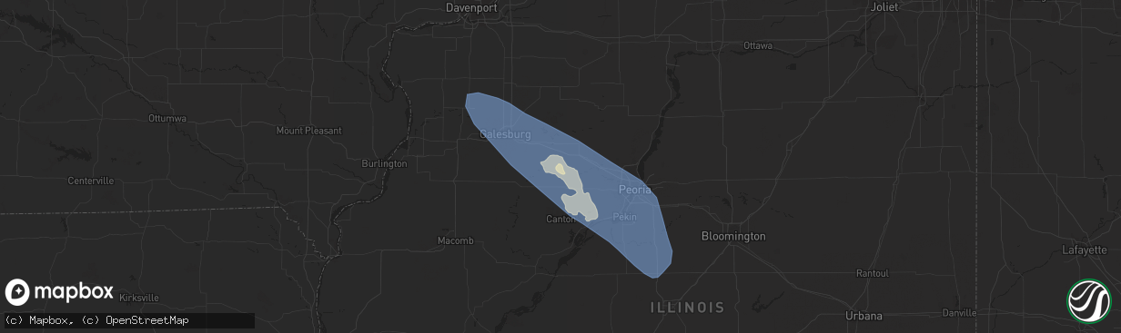 Hail map in Yates City, IL on August 11, 2023