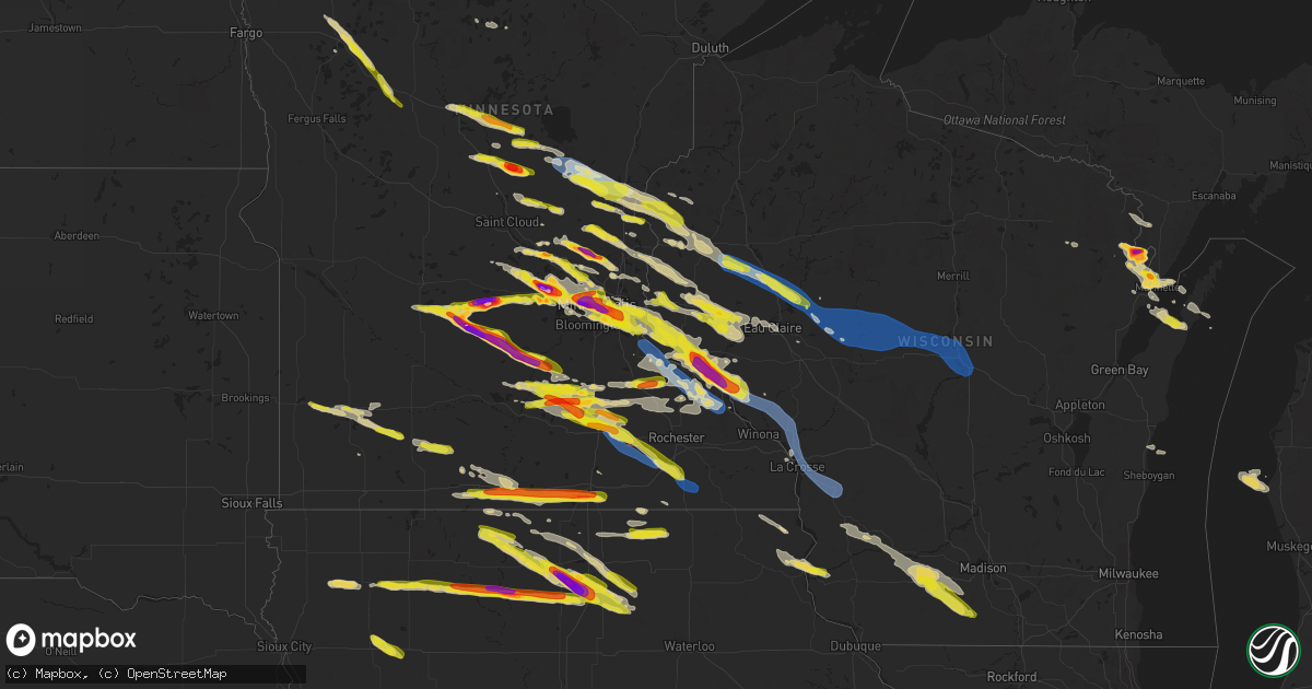 Hail map on August 11, 2023