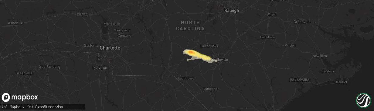 Hail map in Aberdeen, NC on August 11, 2024