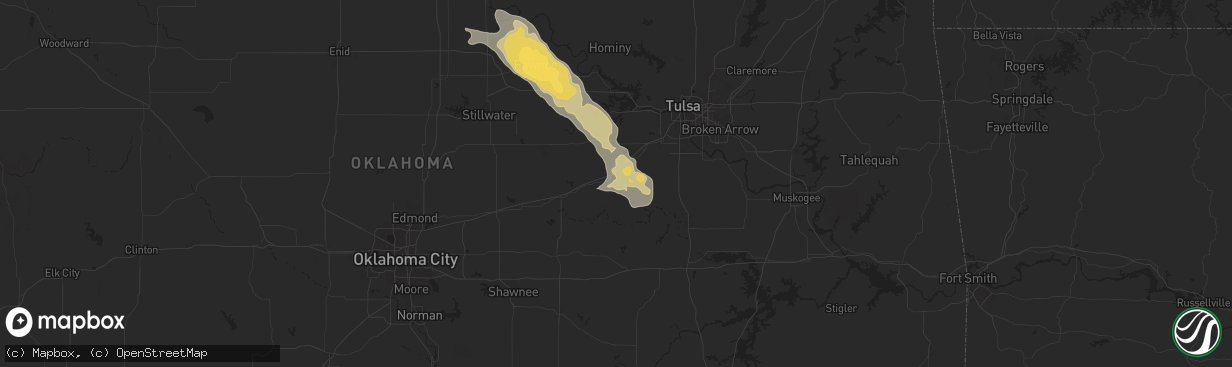 Hail map in Bristow, OK on August 11, 2024