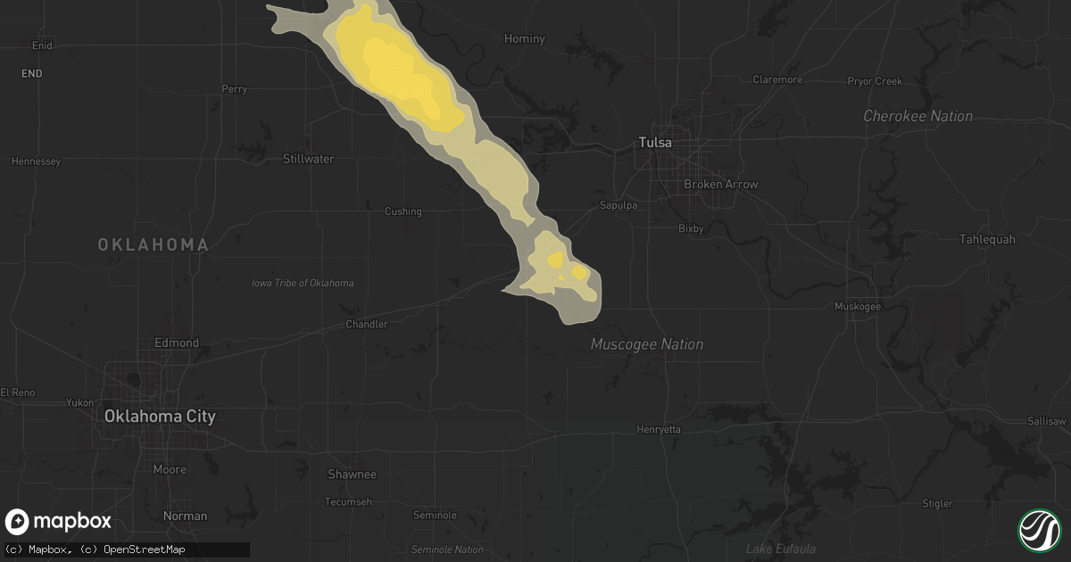 Hail map in Bristow, OK on August 11, 2024