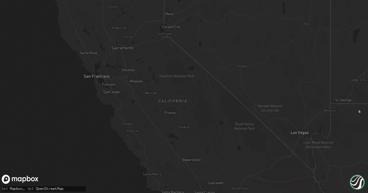 Hail map in California on August 11, 2024