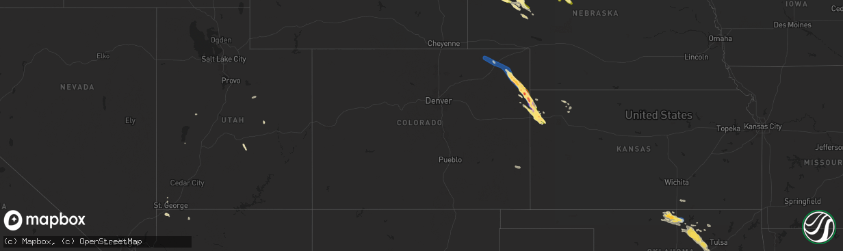 Hail map in Colorado on August 11, 2024