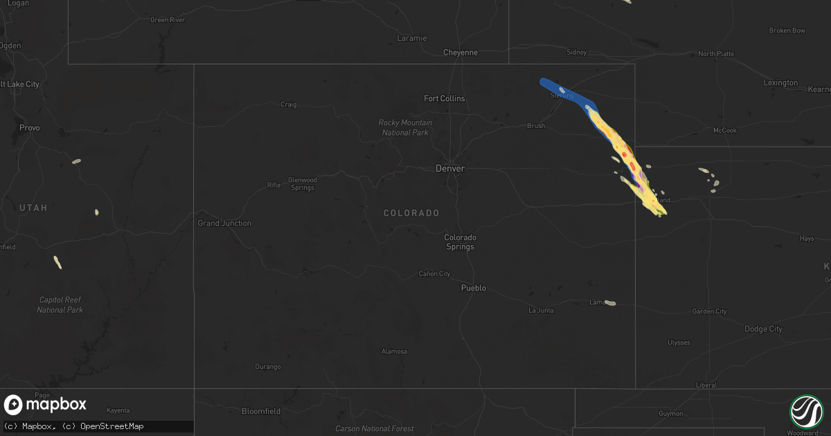 Hail map in Colorado on August 11, 2024