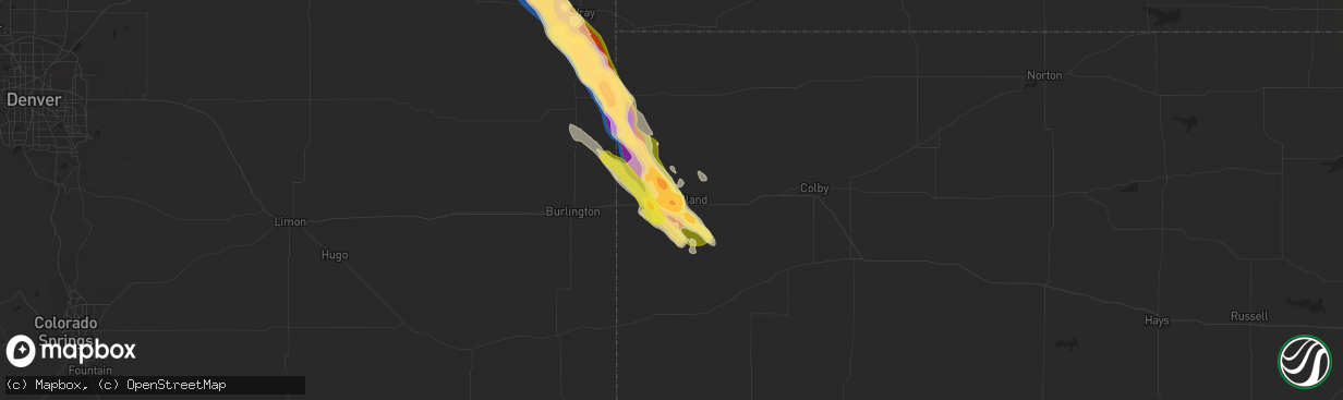 Hail map in Goodland, KS on August 11, 2024