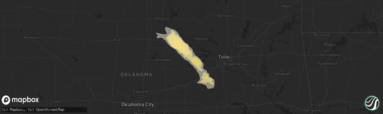 Hail map in Jennings, OK on August 11, 2024