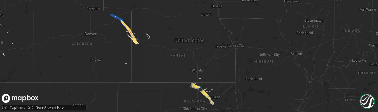 Hail map in Kansas on August 11, 2024