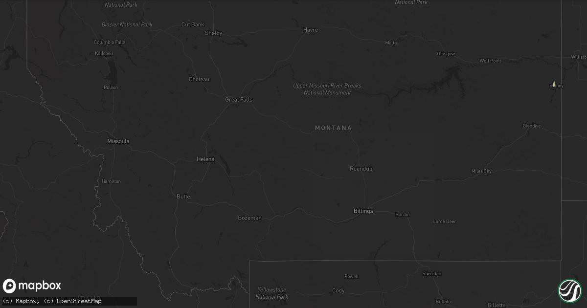 Hail map in Montana on August 11, 2024