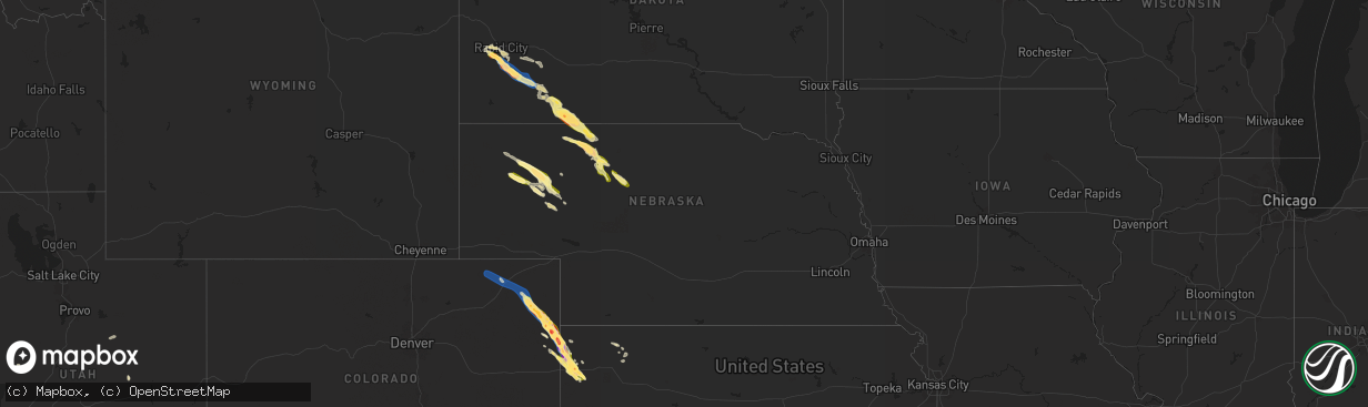 Hail map in Nebraska on August 11, 2024