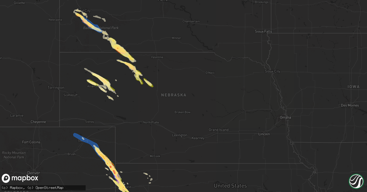 Hail map in Nebraska on August 11, 2024