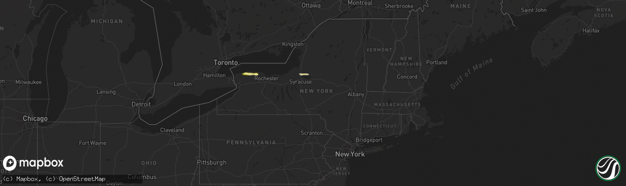 Hail map in New York on August 11, 2024