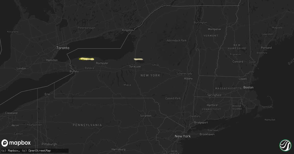 Hail map in New York on August 11, 2024