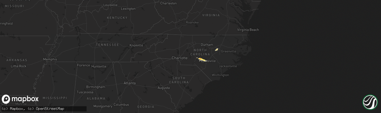 Hail map in North Carolina on August 11, 2024