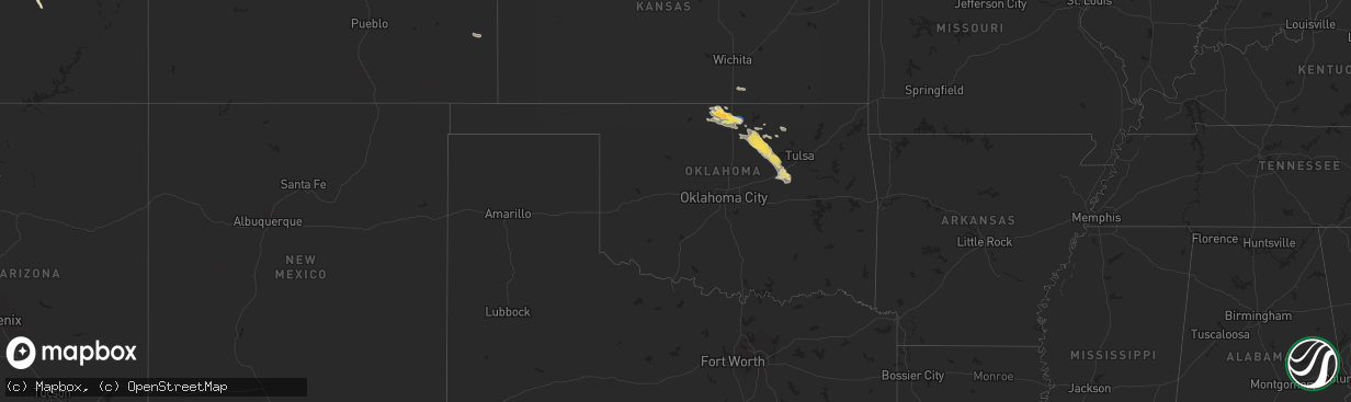 Hail map in Oklahoma on August 11, 2024