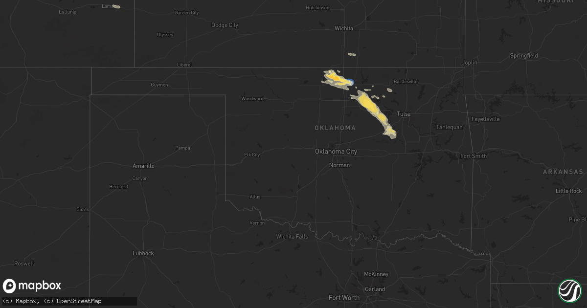 Hail map in Oklahoma on August 11, 2024