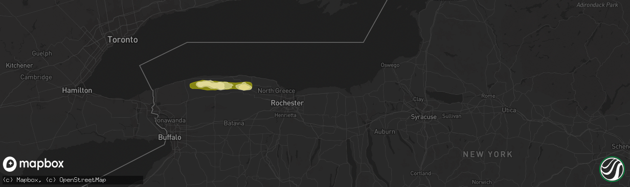 Hail map in Ontario, NY on August 11, 2024