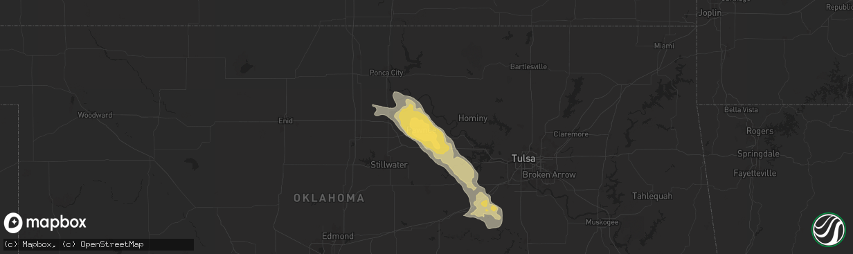 Hail map in Pawnee, OK on August 11, 2024