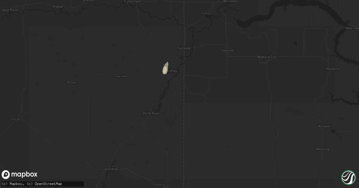 Hail map in Sidney, MT on August 11, 2024
