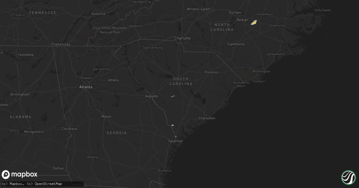 Hail map in South Carolina on August 11, 2024