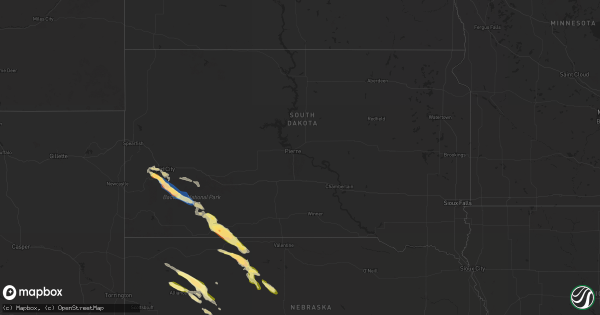 Hail map in South Dakota on August 11, 2024