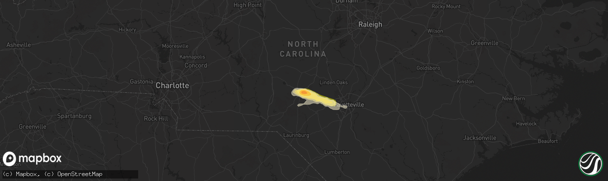 Hail map in Southern Pines, NC on August 11, 2024