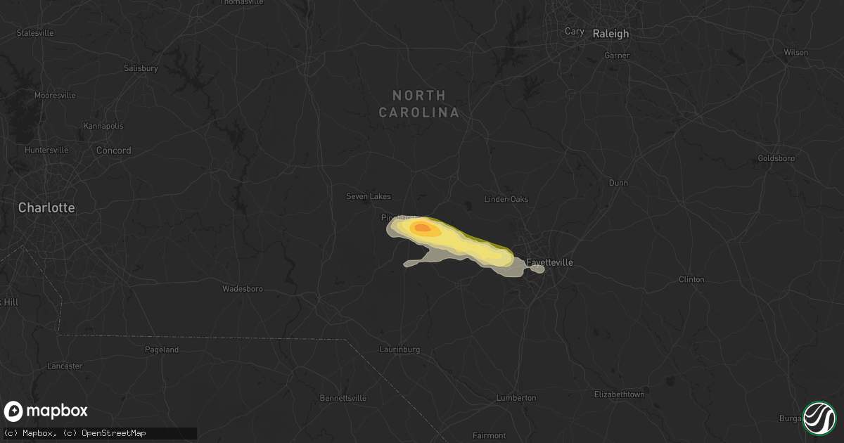 Hail map in Southern Pines, NC on August 11, 2024