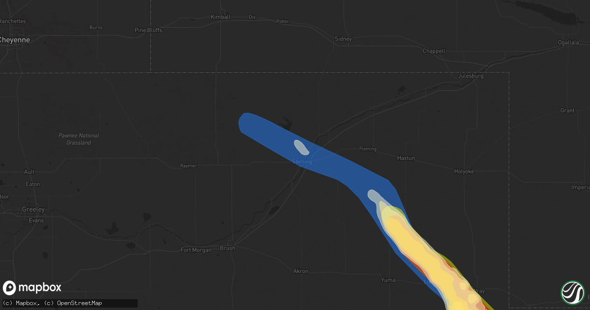 Hail map in Sterling, CO on August 11, 2024