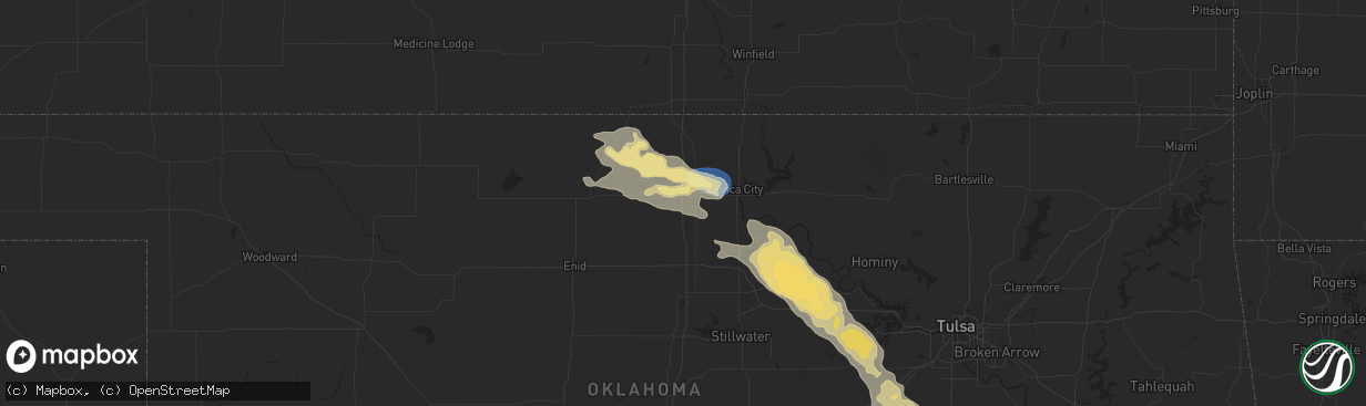 Hail map in Tonkawa, OK on August 11, 2024