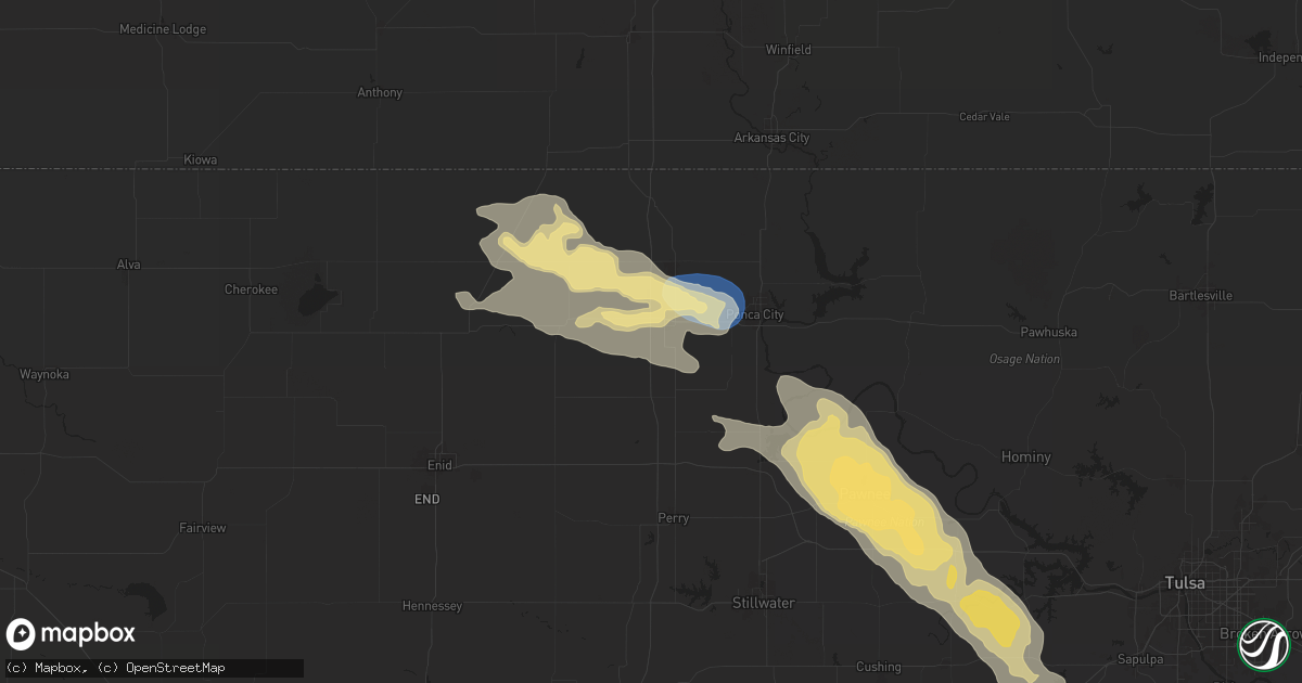 Hail map in Tonkawa, OK on August 11, 2024