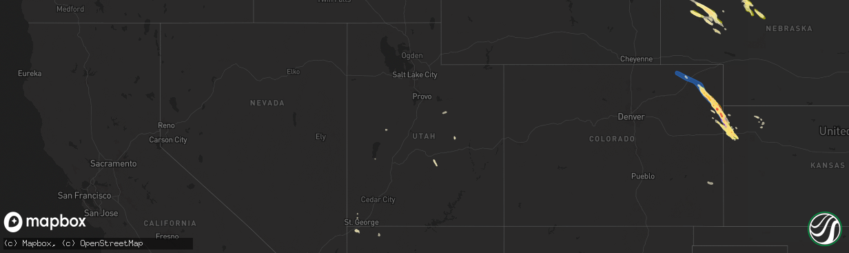 Hail map in Utah on August 11, 2024