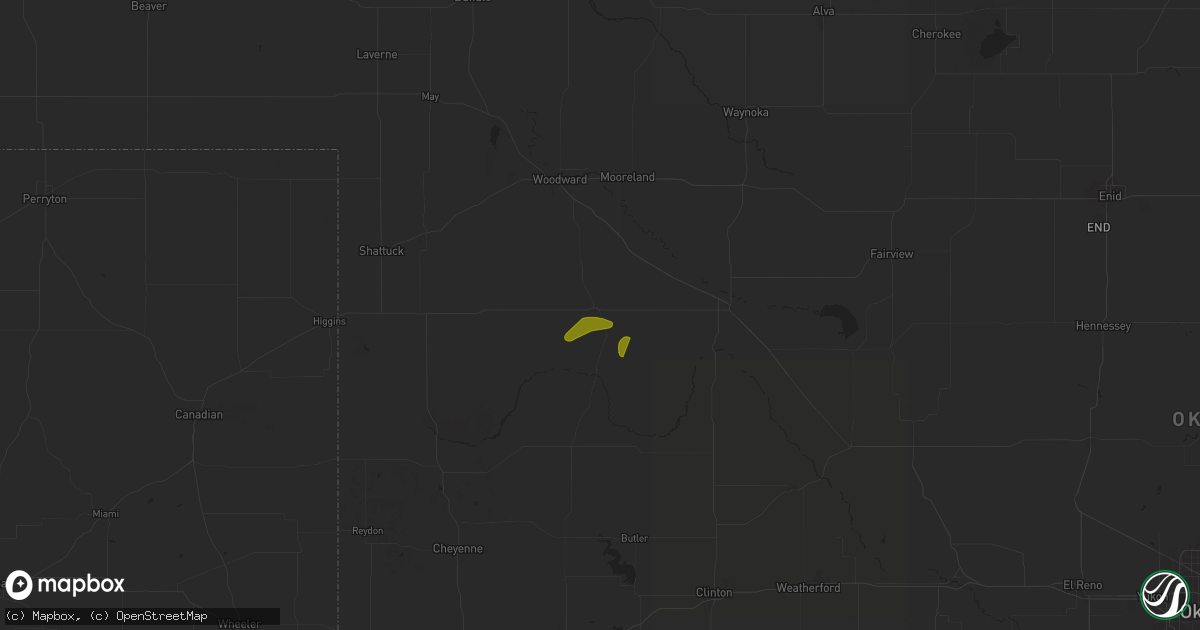 Hail map in Vici, OK on August 11, 2024