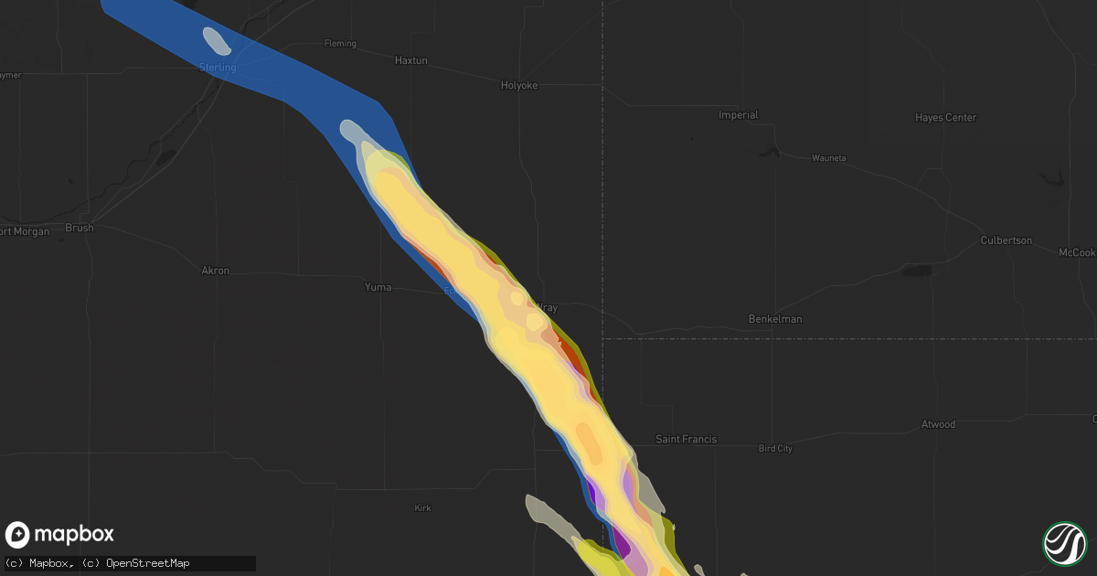 Hail map in Wray, CO on August 11, 2024