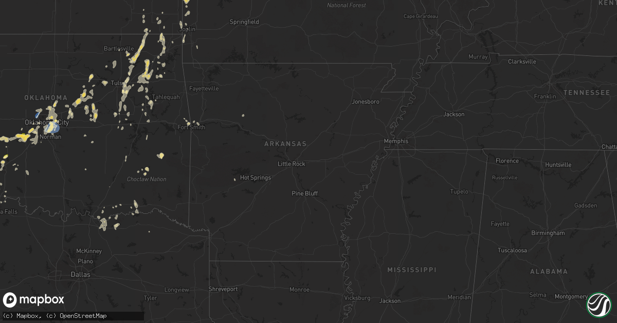 Hail map in Arkansas on August 11, 2025