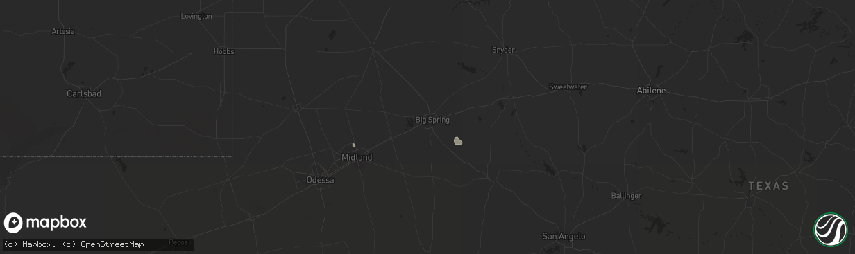 Hail map in Big Spring, TX on August 11, 2025