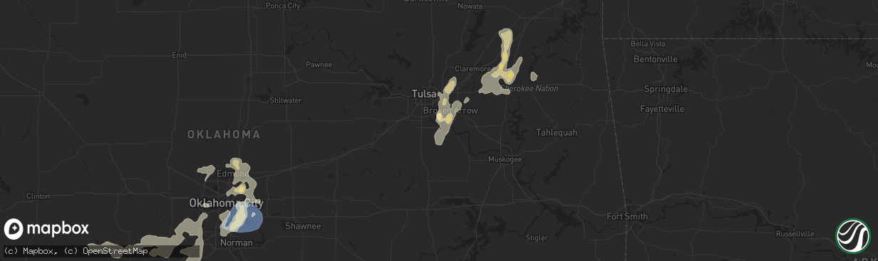 Hail map in Bixby, OK on August 11, 2025