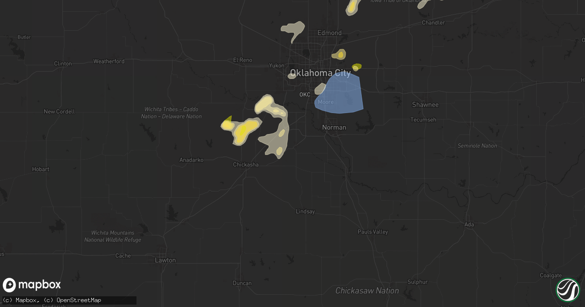 Hail map in Blanchard, OK on August 11, 2025