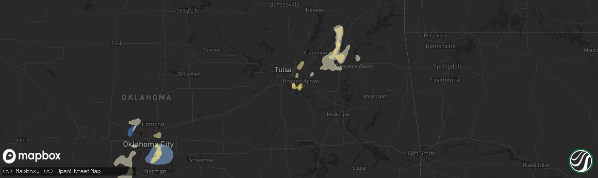 Hail map in Broken Arrow, OK on August 11, 2025