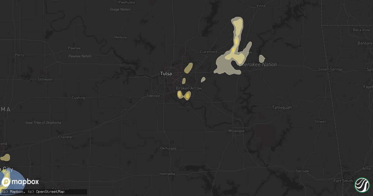 Hail map in Broken Arrow, OK on August 11, 2025
