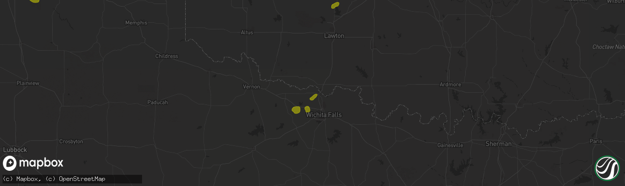 Hail map in Burkburnett, TX on August 11, 2025