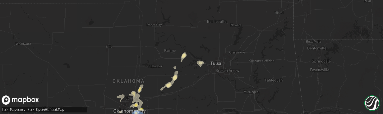 Hail map in Cleveland, OK on August 11, 2025