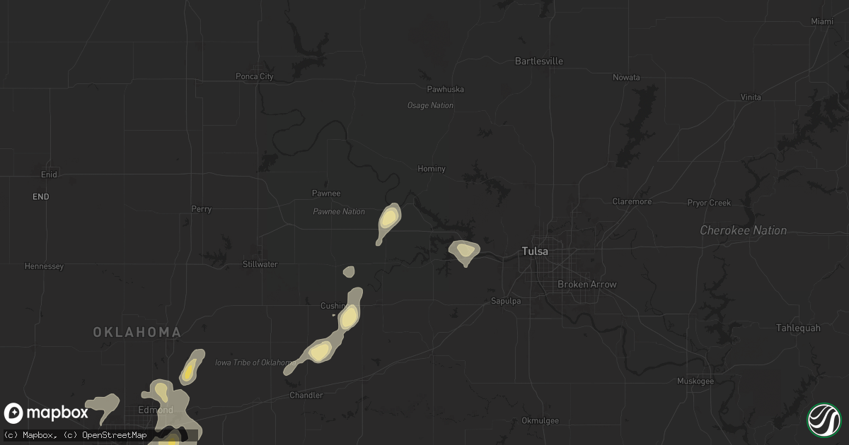 Hail map in Cleveland, OK on August 11, 2025