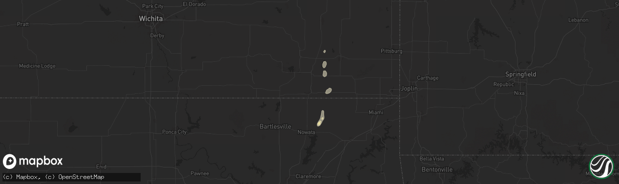 Hail map in Coffeyville, KS on August 11, 2025