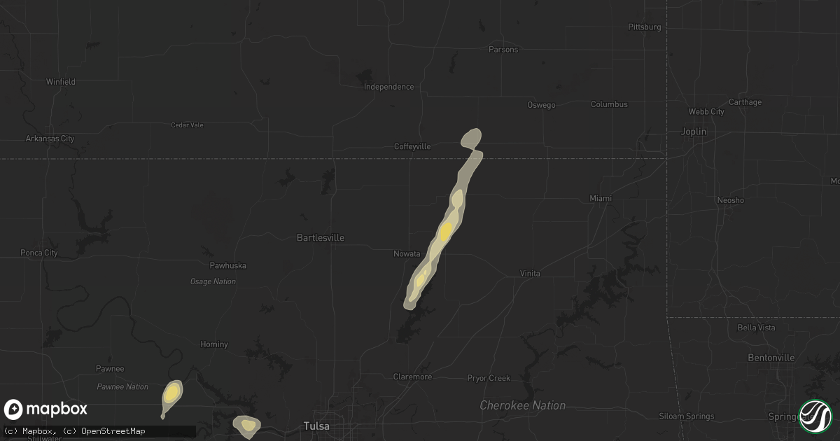 Hail map in Delaware, OK on August 11, 2025