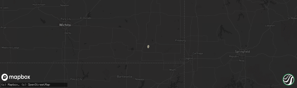Hail map in Dennis, KS on August 11, 2025