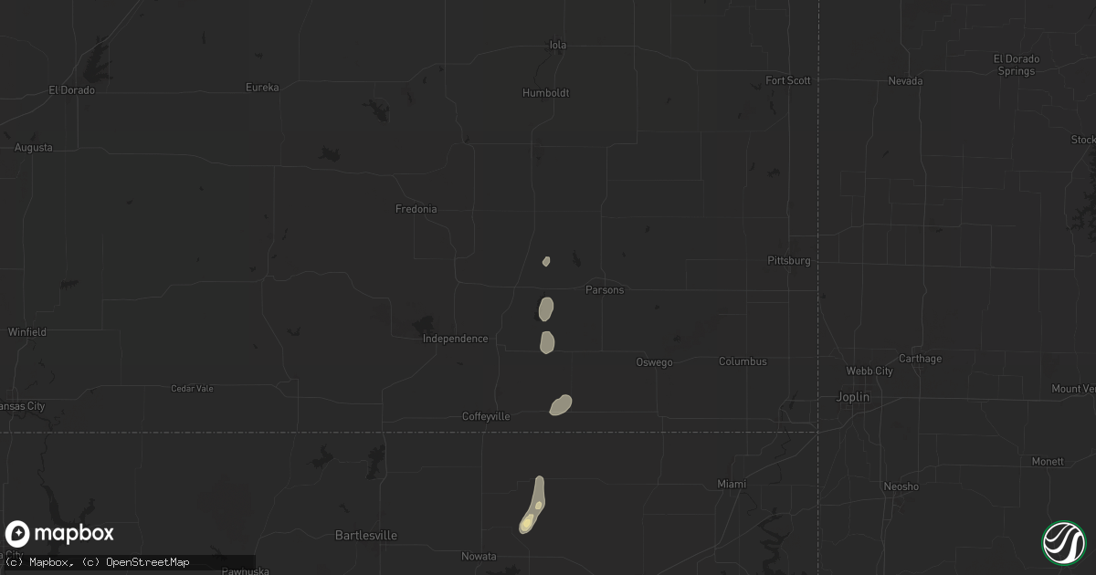 Hail map in Dennis, KS on August 11, 2025