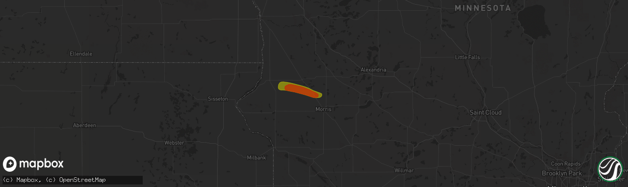 Hail map in Donnelly, MN on August 11, 2025