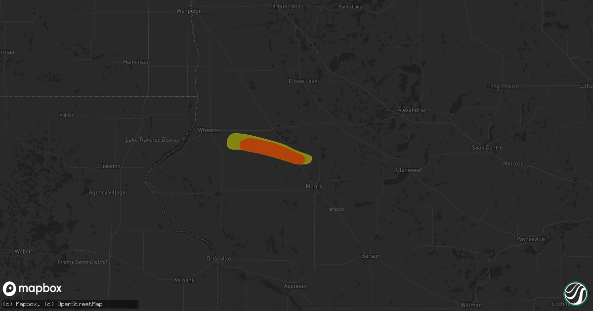 Hail map in Donnelly, MN on August 11, 2025